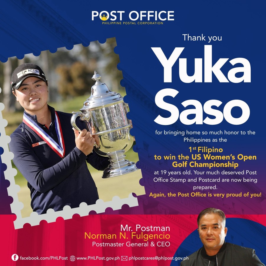 Yuka Saso Golf champion  special stamp