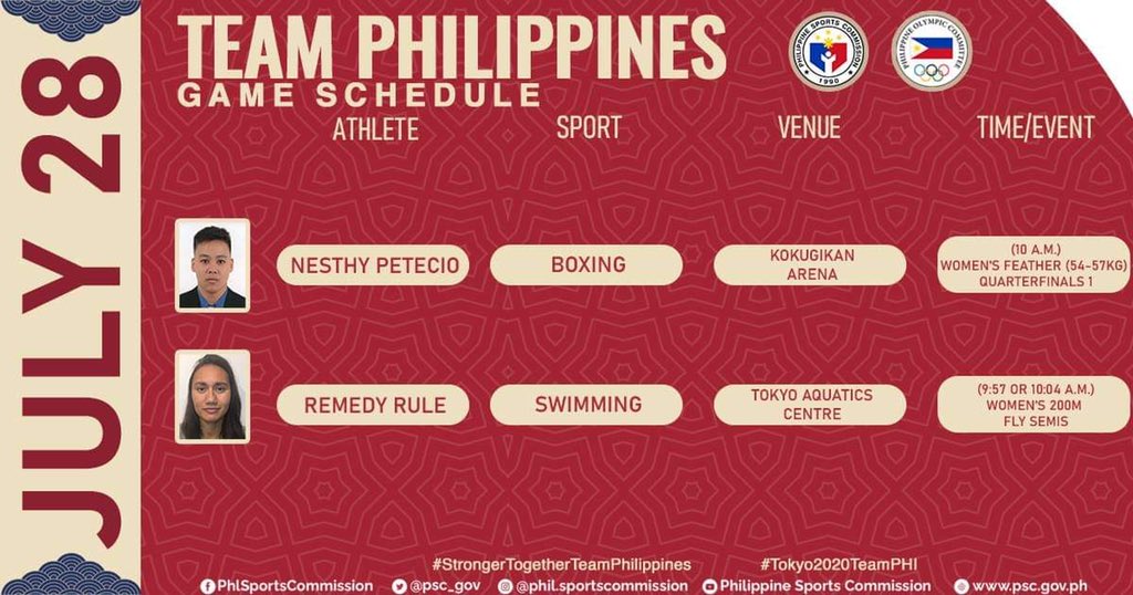 Philippines Olympics Schedule Today 