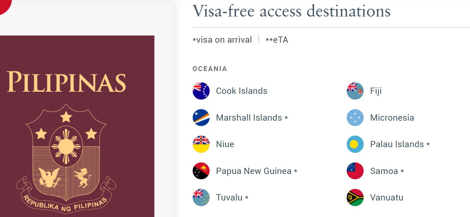 philippine passport travel visa free